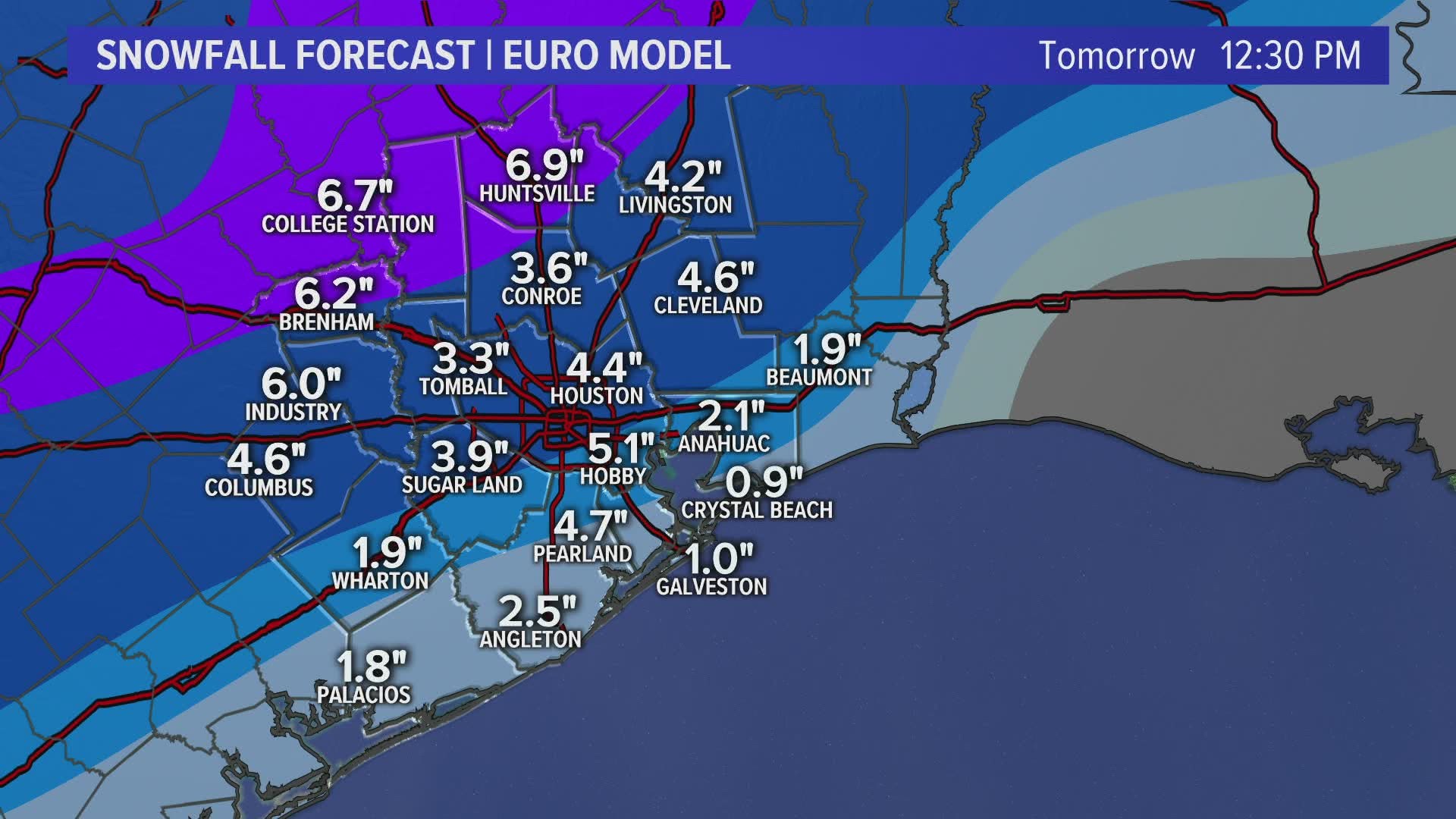 Houston weather update: Snow expected to hit Houston area Monday