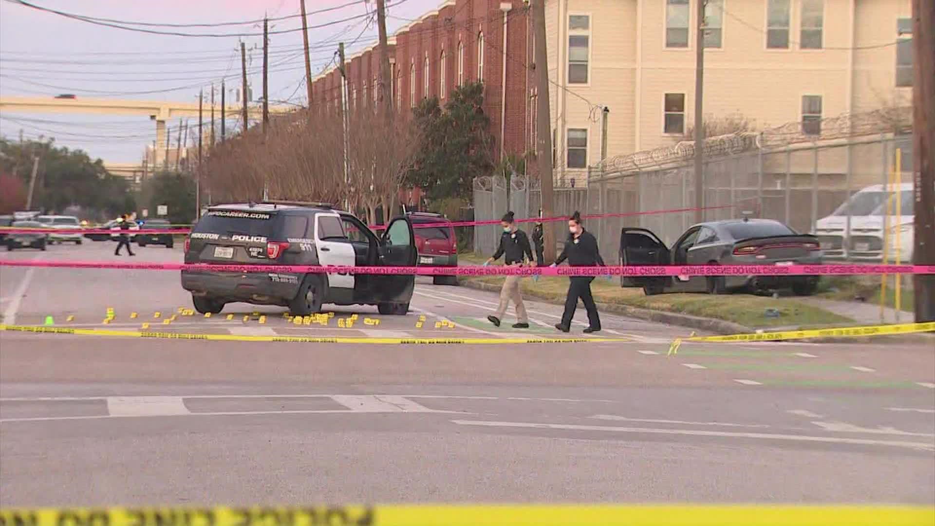 HPD said three officers were shot by Roland Caballero at the end of a chase in the Third Ward area. He was taken into custody after a standoff in the Fifth Ward.