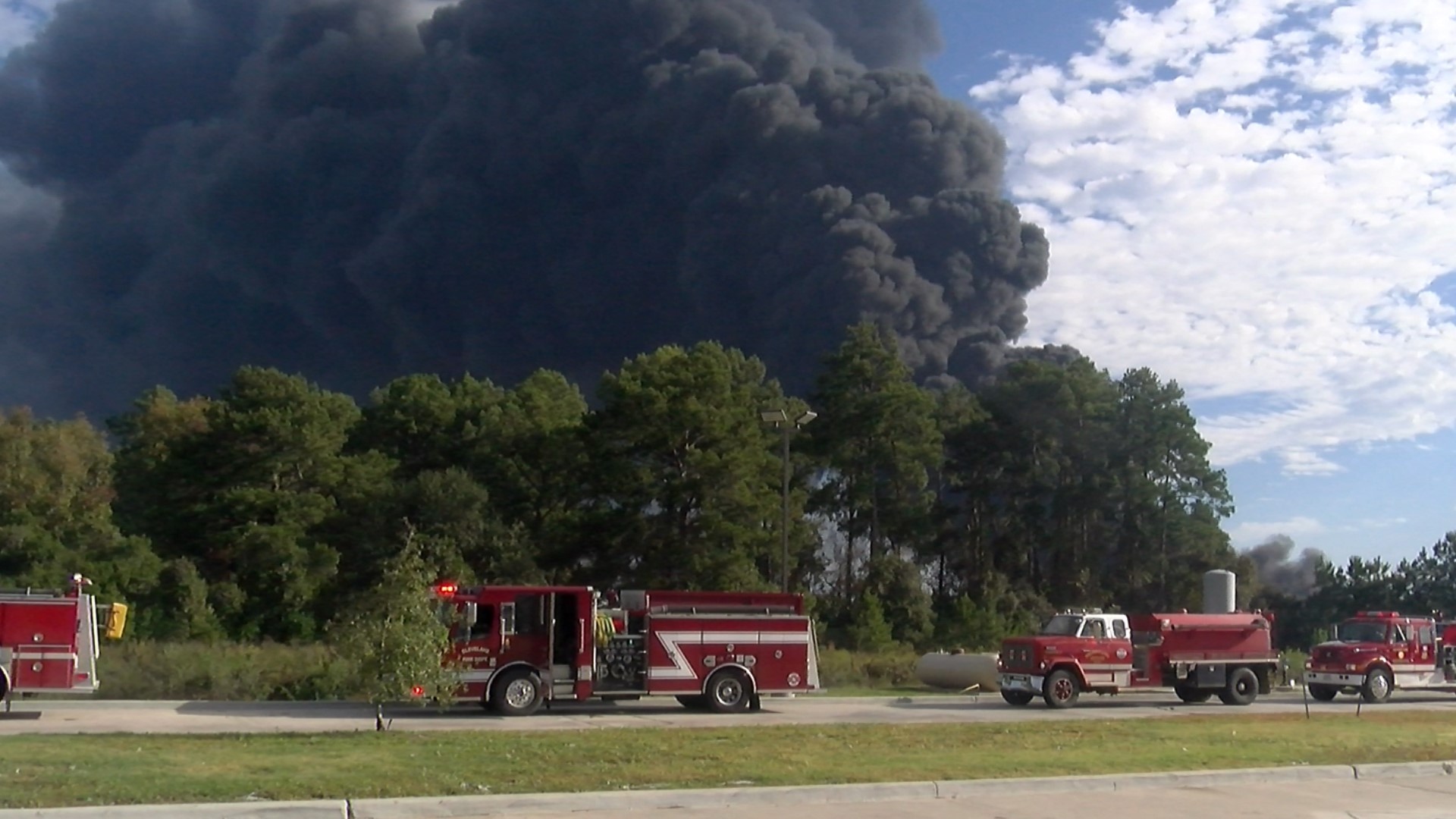 A large fire broke out at a chemical plant in San Jacinto County Wednesday morning.
