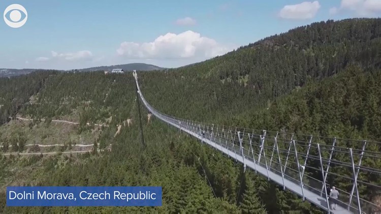 Longest pedestrian suspension bridge opens in Czech resort
