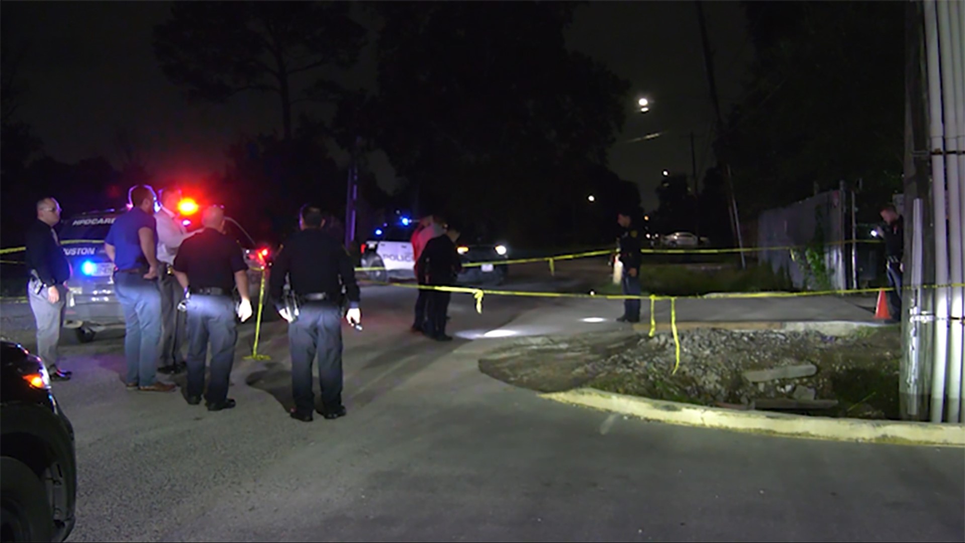 Houston police give updates after three people were shot in northeast Houston on Wednesday, Nov. 23, 2022.