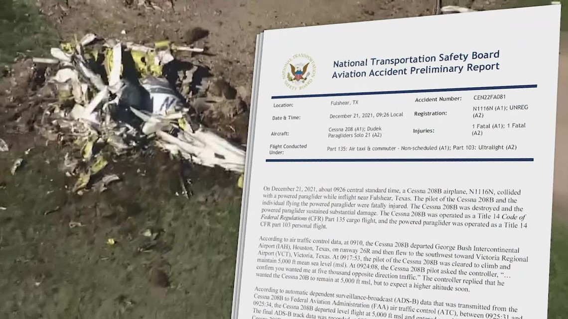 NTSB sheds new light on crash between plane and paraglider in Fulshear that killed two