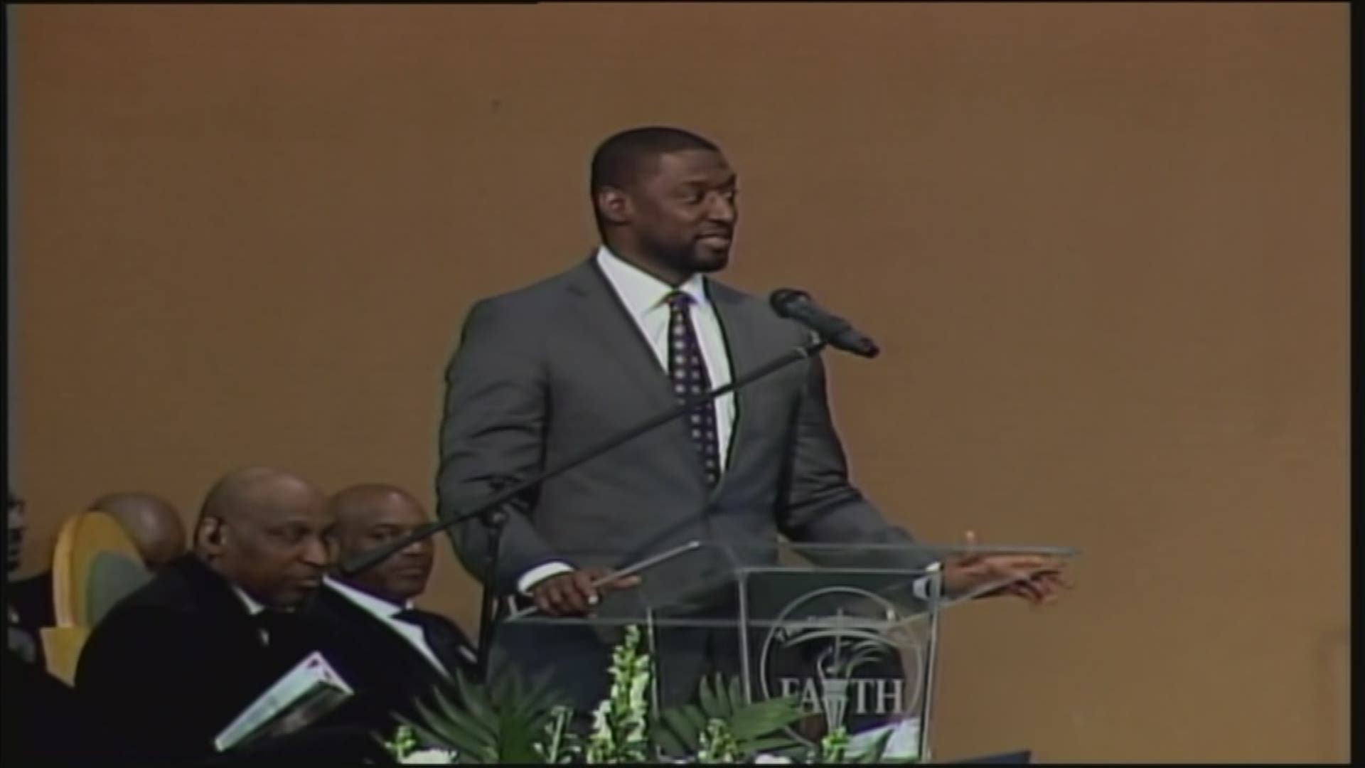 King R. Davis, Superintendent of Sheldon ISD, spoke at the funeral of 7 year old Jazmine Barnes.