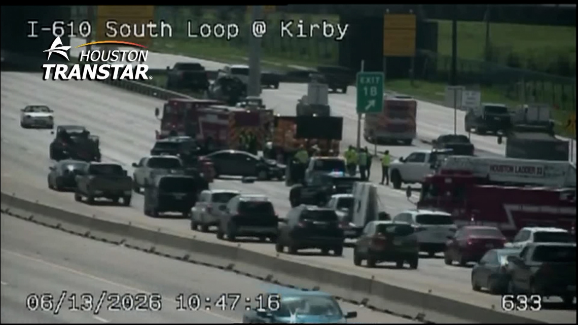 Crash involving traffic control vehicle creates backup on South Loop headed east near Kirby
