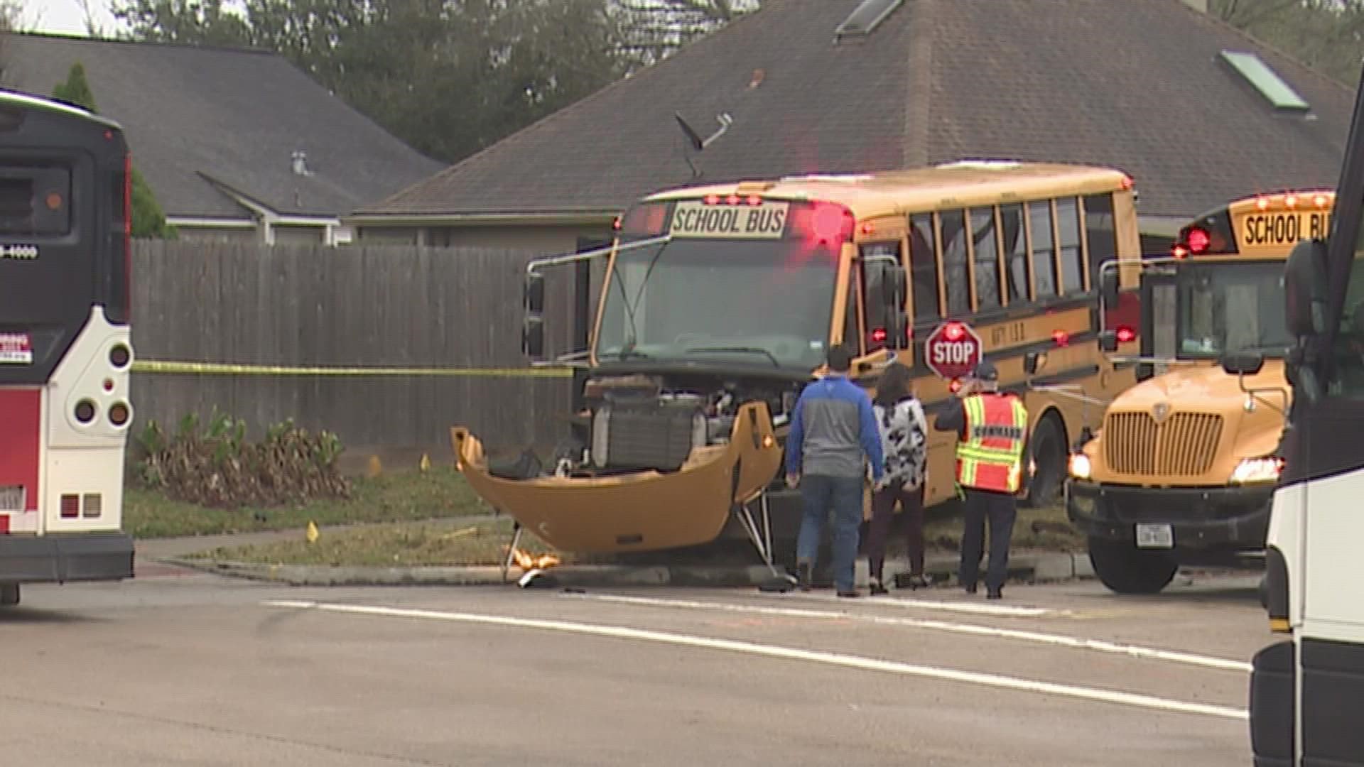 The crash happened between the two buses happened just before 7 a.m. in Katy.