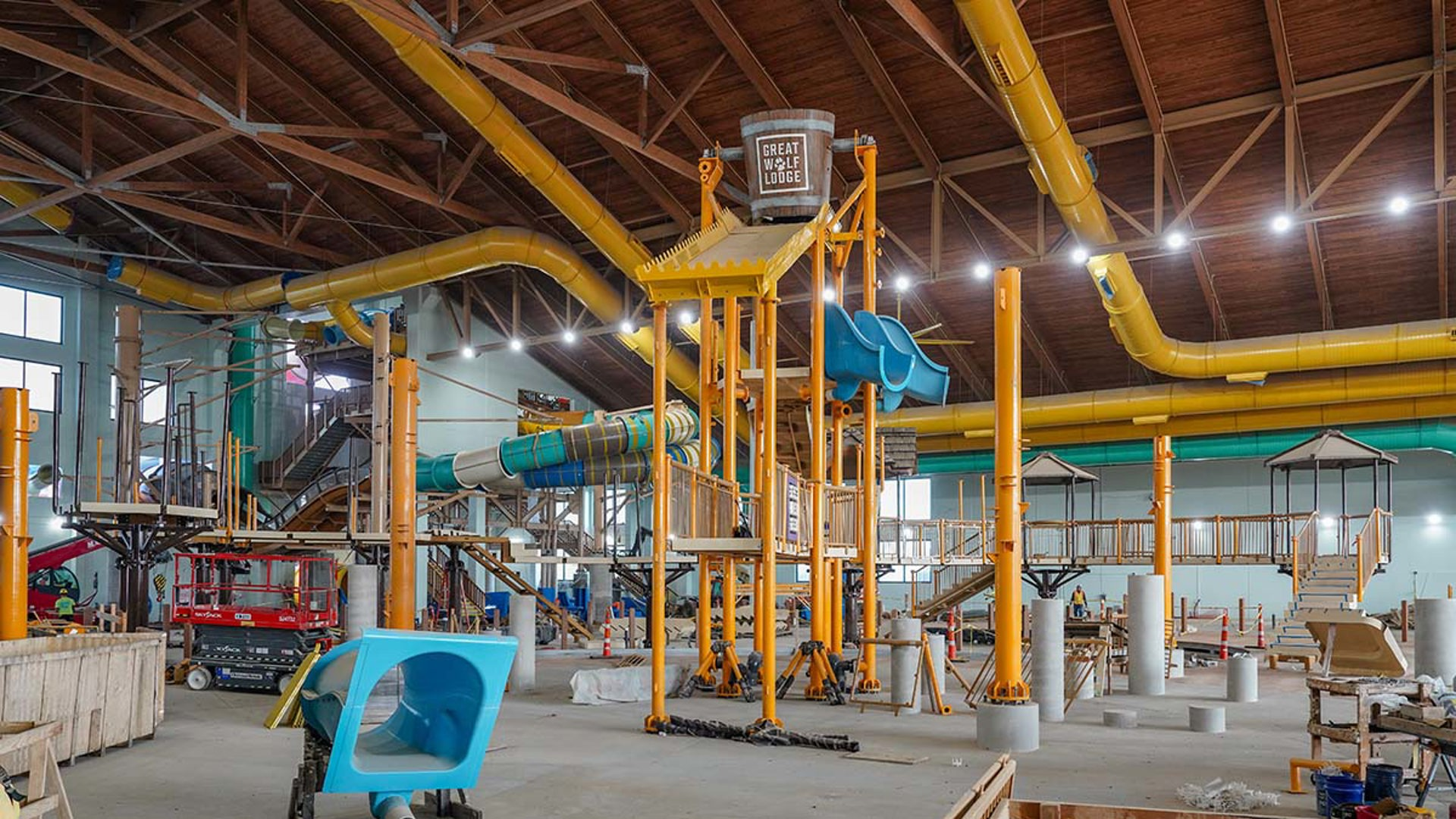 We got a sneak peek of the Great Wolf Lodge, a 92,000-square-foot indoor water park and resort now under construction in Webster, south of Houston.