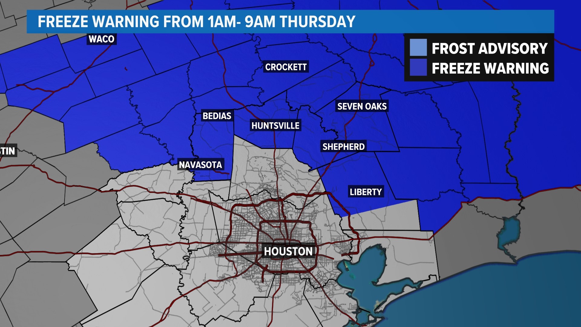 Houston, Texas weather: Freeze warning for northern counties | khou.com
