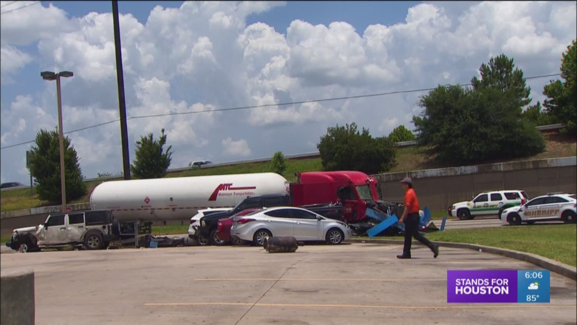 Three people were sent to the hospital by life flight after a multi-vehicle crash in Tomball Saturday afternoon.