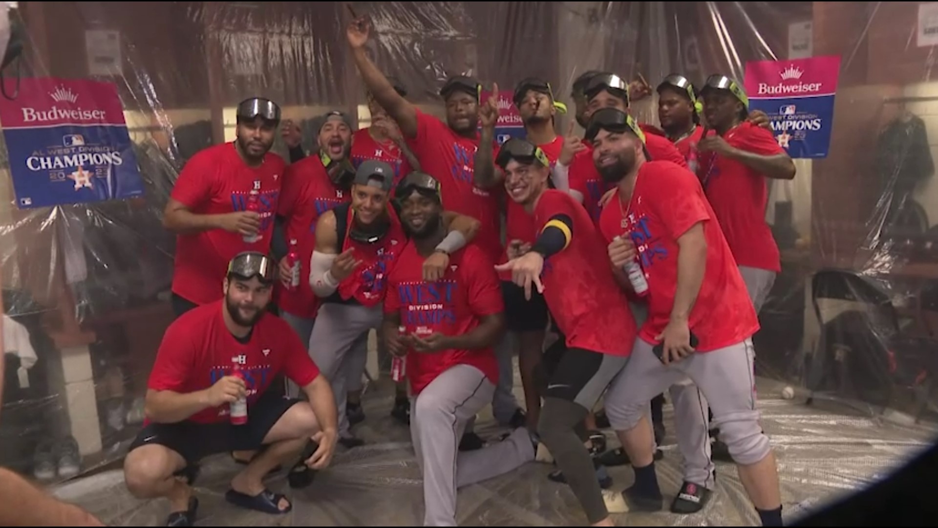 Join KHOU 11’s Jason Bristol inside the Houston Astros clubhouse following the team’s win over Arizona, clinching the American League West division title.