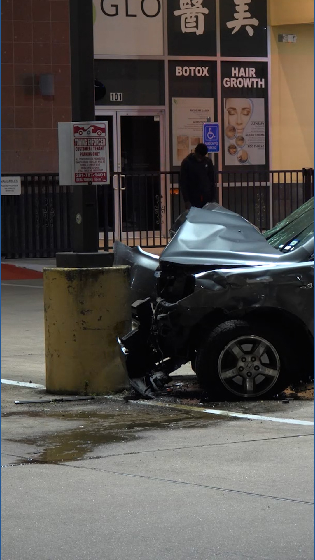 Victim found with gunshot wound to neck after crashing into pole in ...