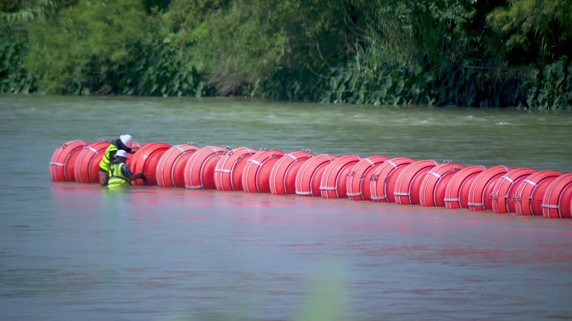 The Texas Department of Public Safety said the stretch of buoys will go about 1,000 feet downriver in Eagle Pass.