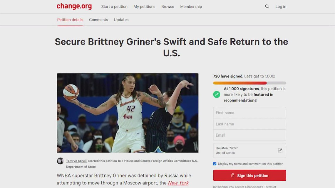 Brittney Griner detained in Russia Petition started for WNBA star