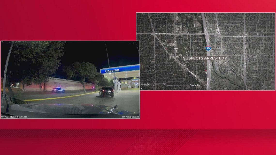 Two suspects arrested after short police chase on North Freeway | khou.com