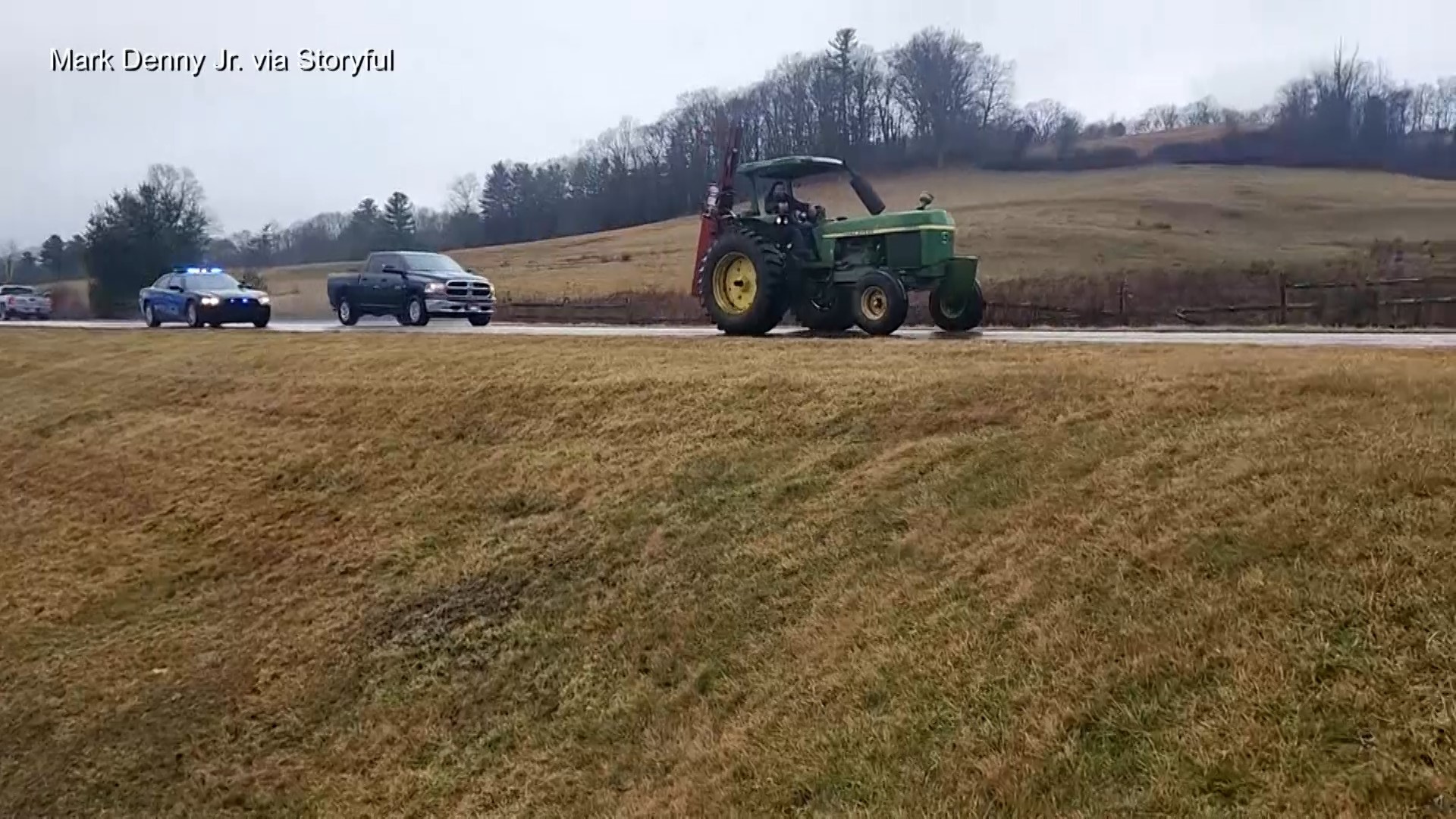 Boone Police were led in a slow-speed chase by a man driving a John Deere tractor trying to strike pedestrians and cars near 1636 US Highway 421 South.