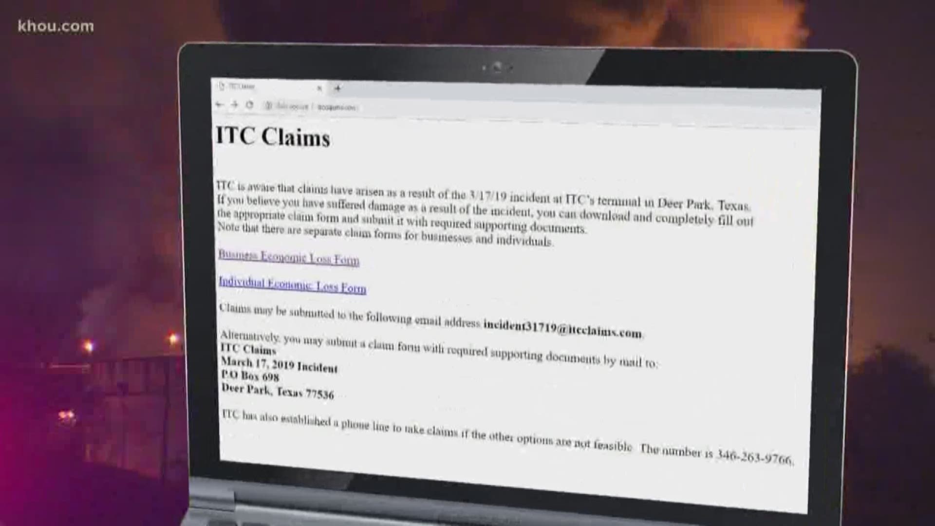 KHOU 11 Investigates has learned ITC was using an unsecure website to receive claims from people impacted by the fire.