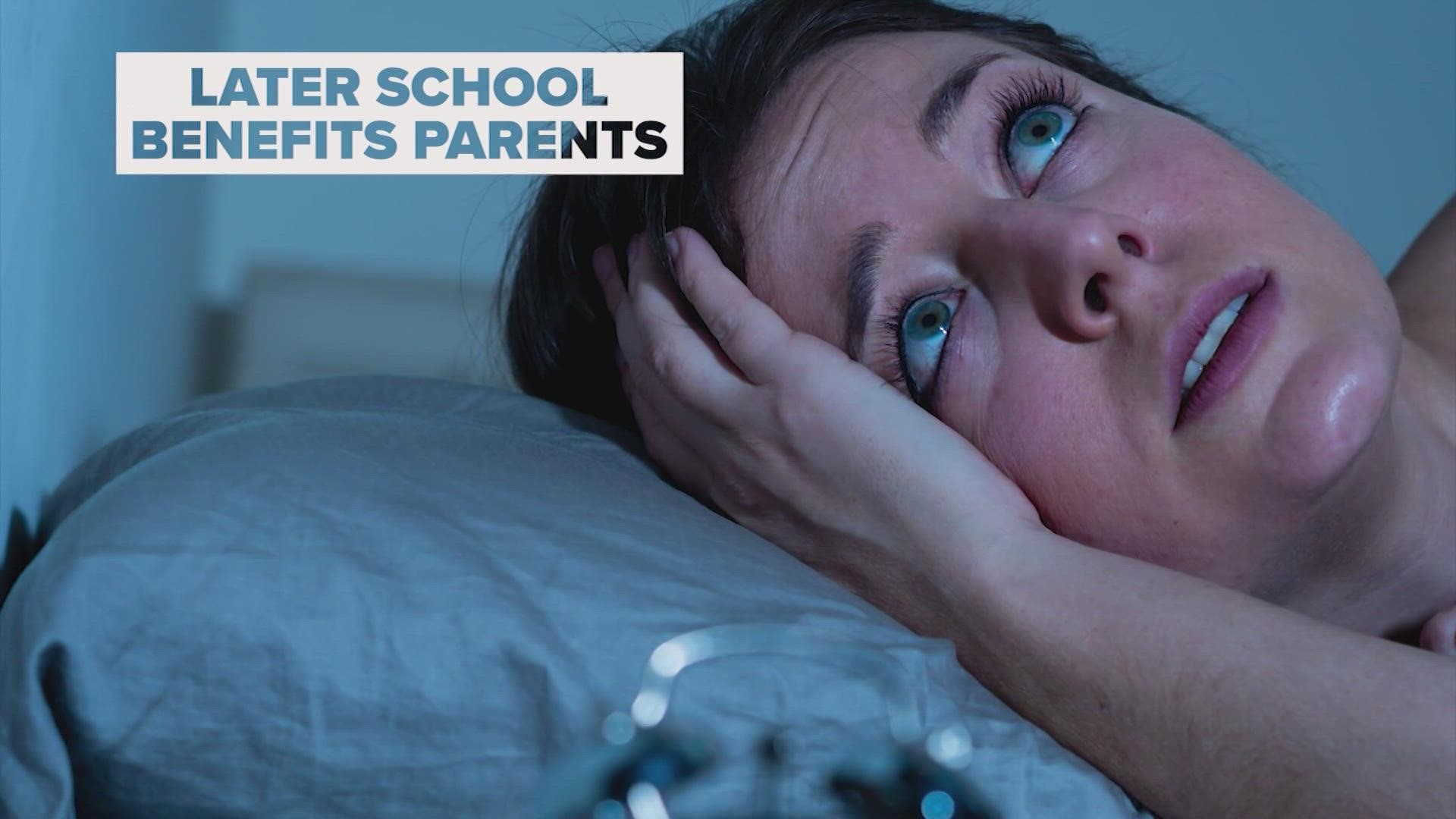 New research shows parents also get more sleep when the bell rings later.