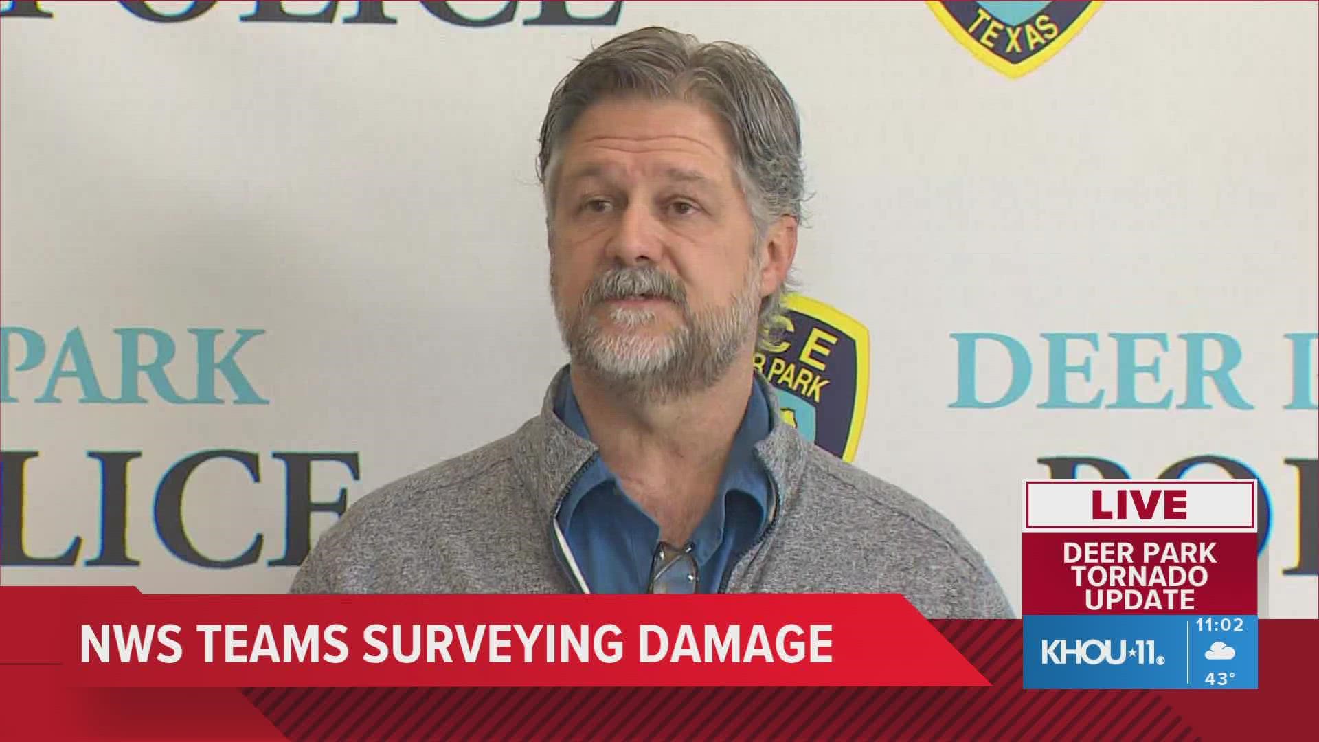 Deer Park officials gave an update on storm damage after a tornado swept through the area on Tuesday.