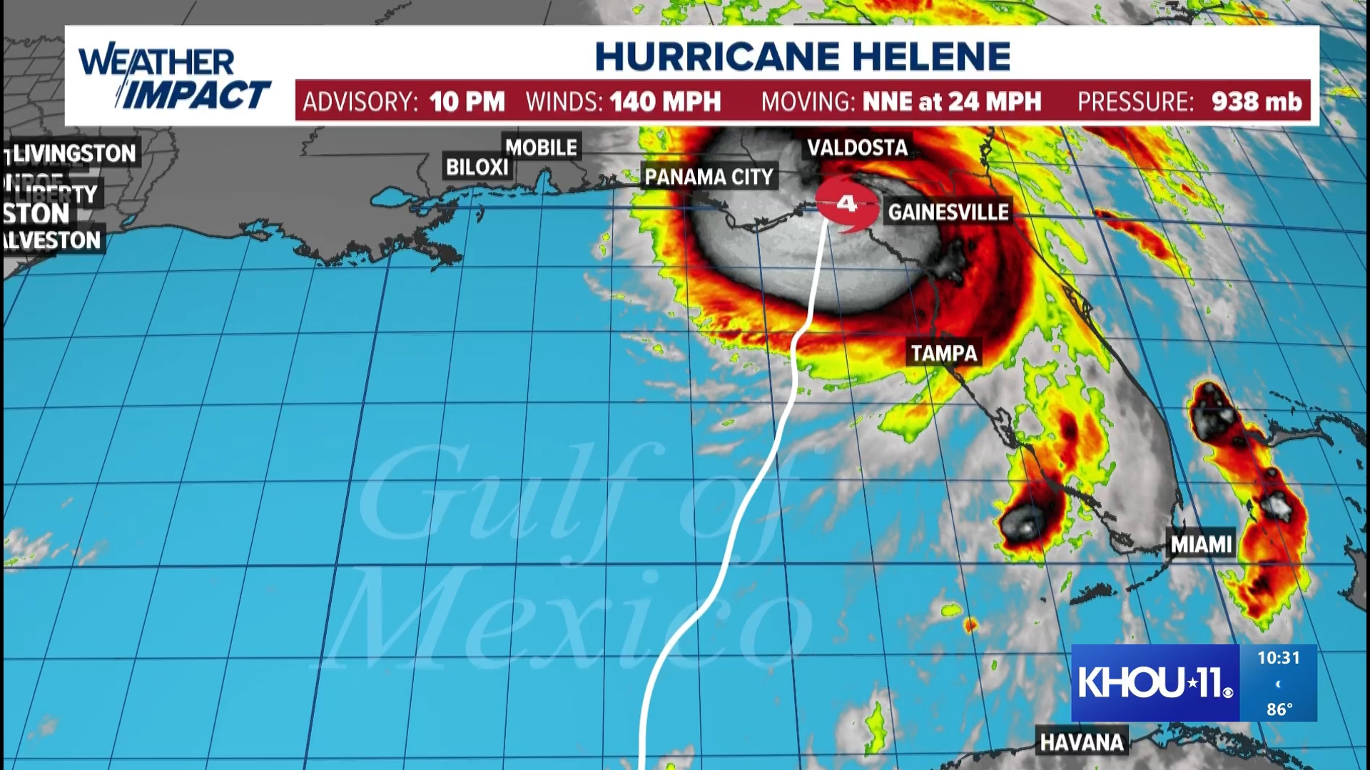 Hurricane Helene continues to intensify as it approaches Florida. Landfall is expected tonight.