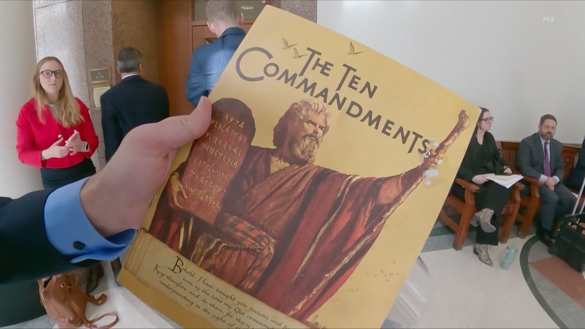 Senate Bill 10 mandates that the Ten Commandments be clear enough in a classroom to be read by a person with "average vision."