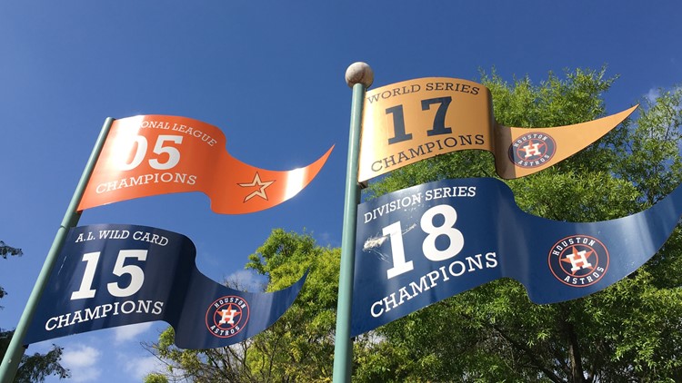 Missing Astros World Series championship banner replaced outside Minute Maid Park