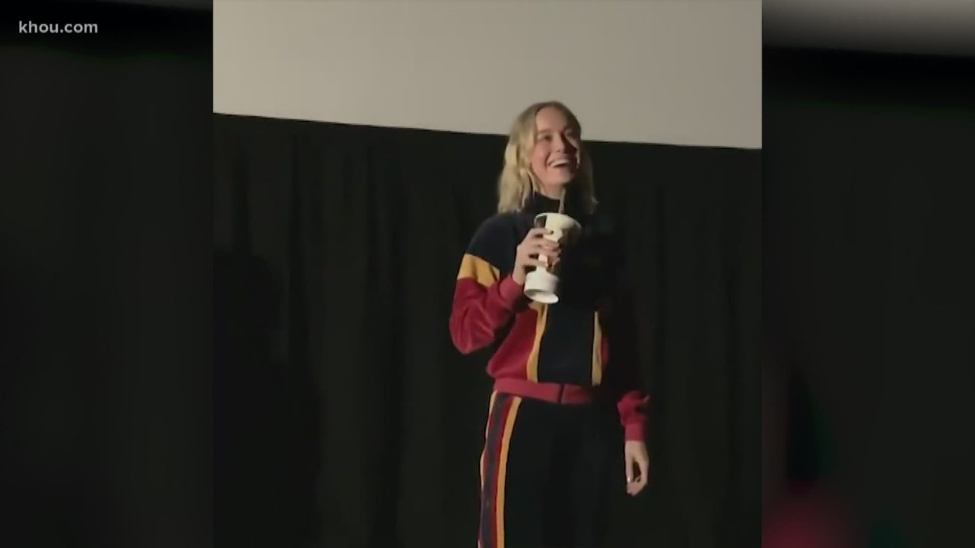 Some lucky 'Captain Marvel' audiences were in for something more than popcorn and soda during their opening weekend visit to the theater. They got a visit from the film's star, actress Brie Larson.