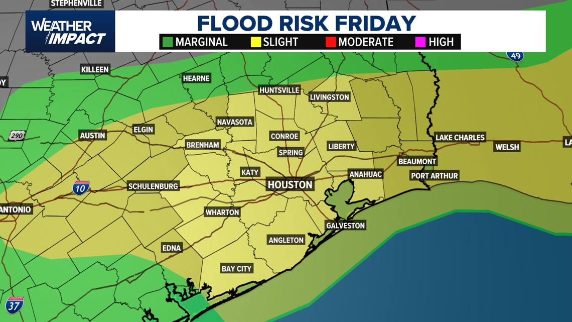Widespread downpours across Houston Friday could lead to flooding