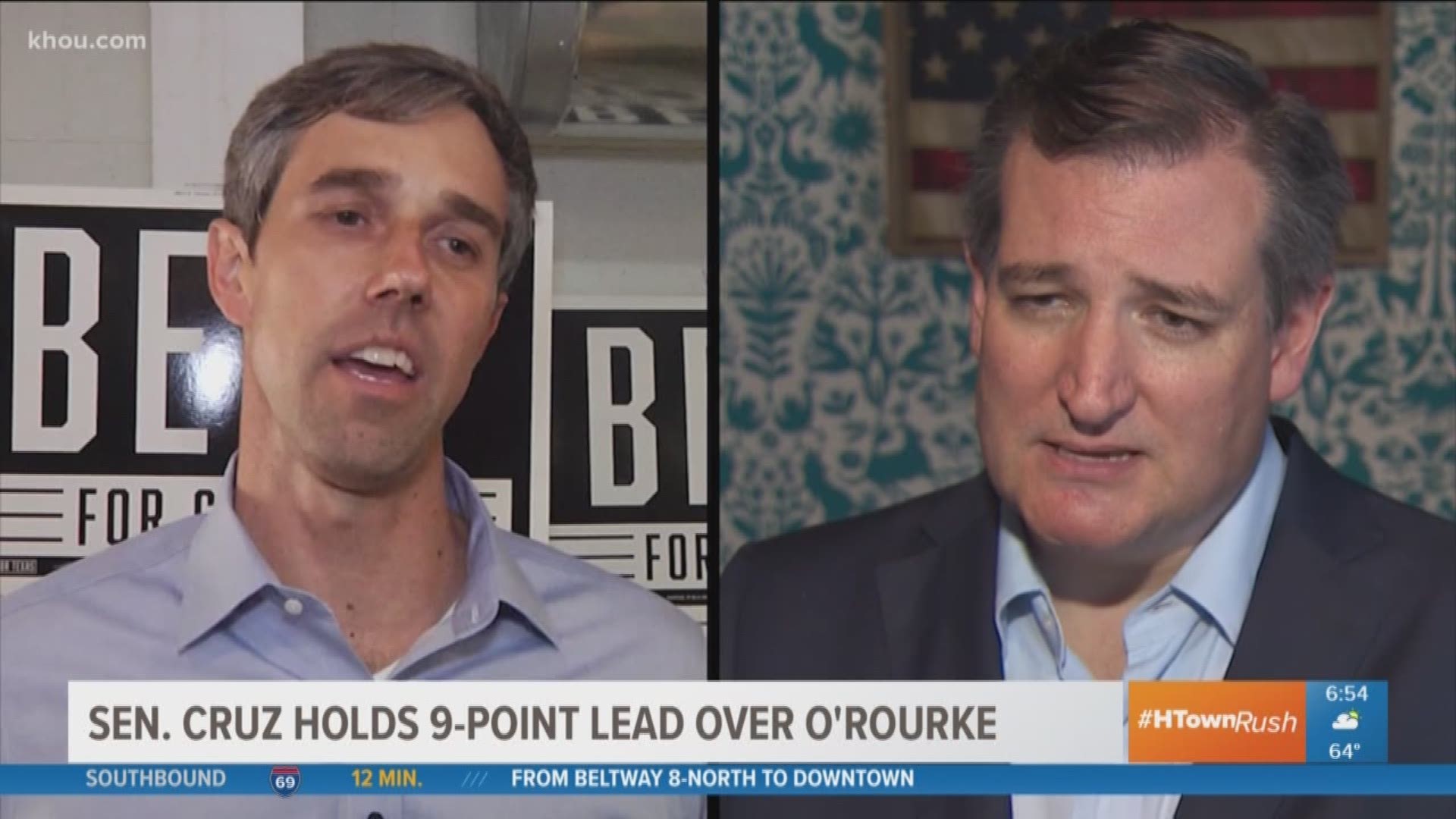 A new poll released Thursday morning showed Republican U.S. Sen. Ted Cruz has stabilized his lead over his Democrat challenger, U.S. Rep. Beto O'Rourke of El Paso.