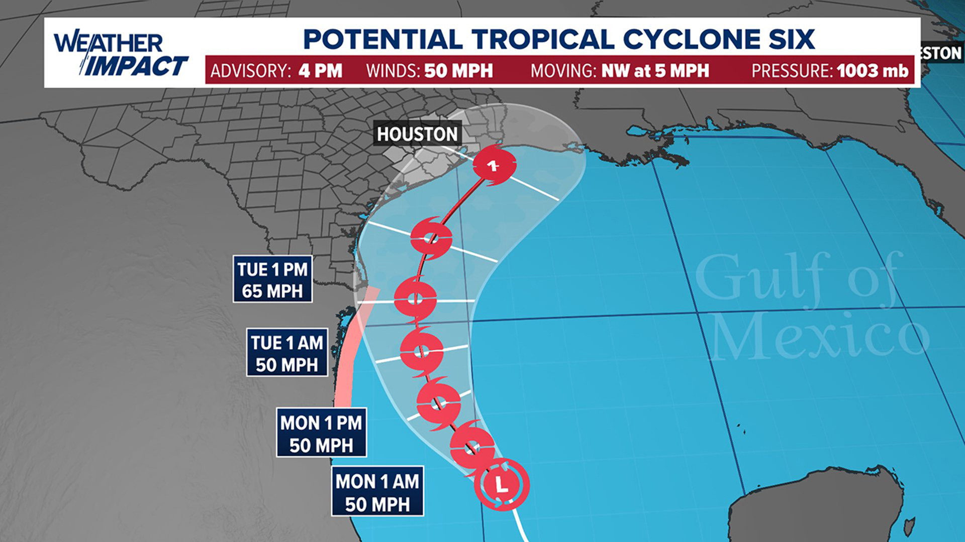 This is a live loop of the Gulf of Mexico and a system that is expected to toward the coast and intensify.