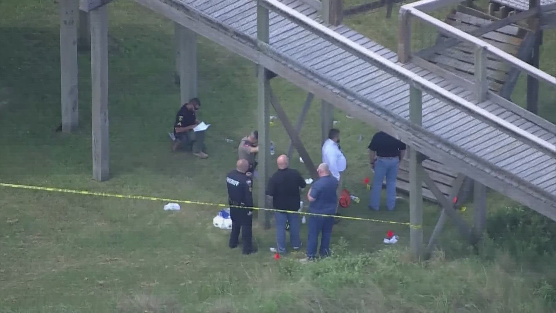 Nearly two dozen teens who were at a summer camp were injured when part of an elevated walkway collapsed at a park in Surfside Beach.
