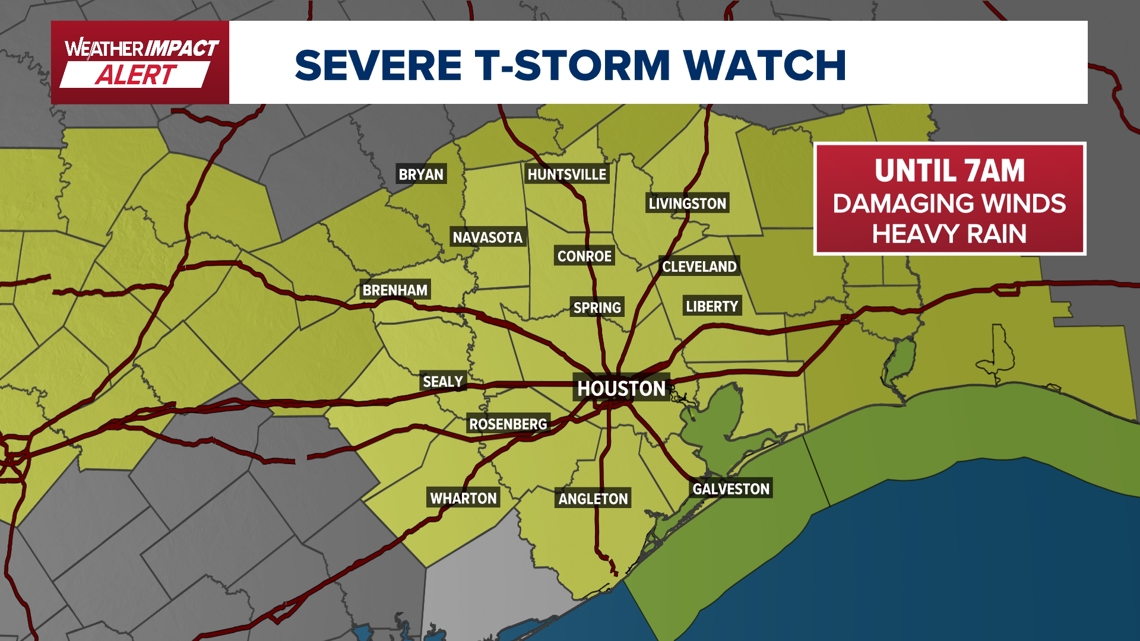 THUNDERSTORM WARNING for most of Houston area | Watch live coverage