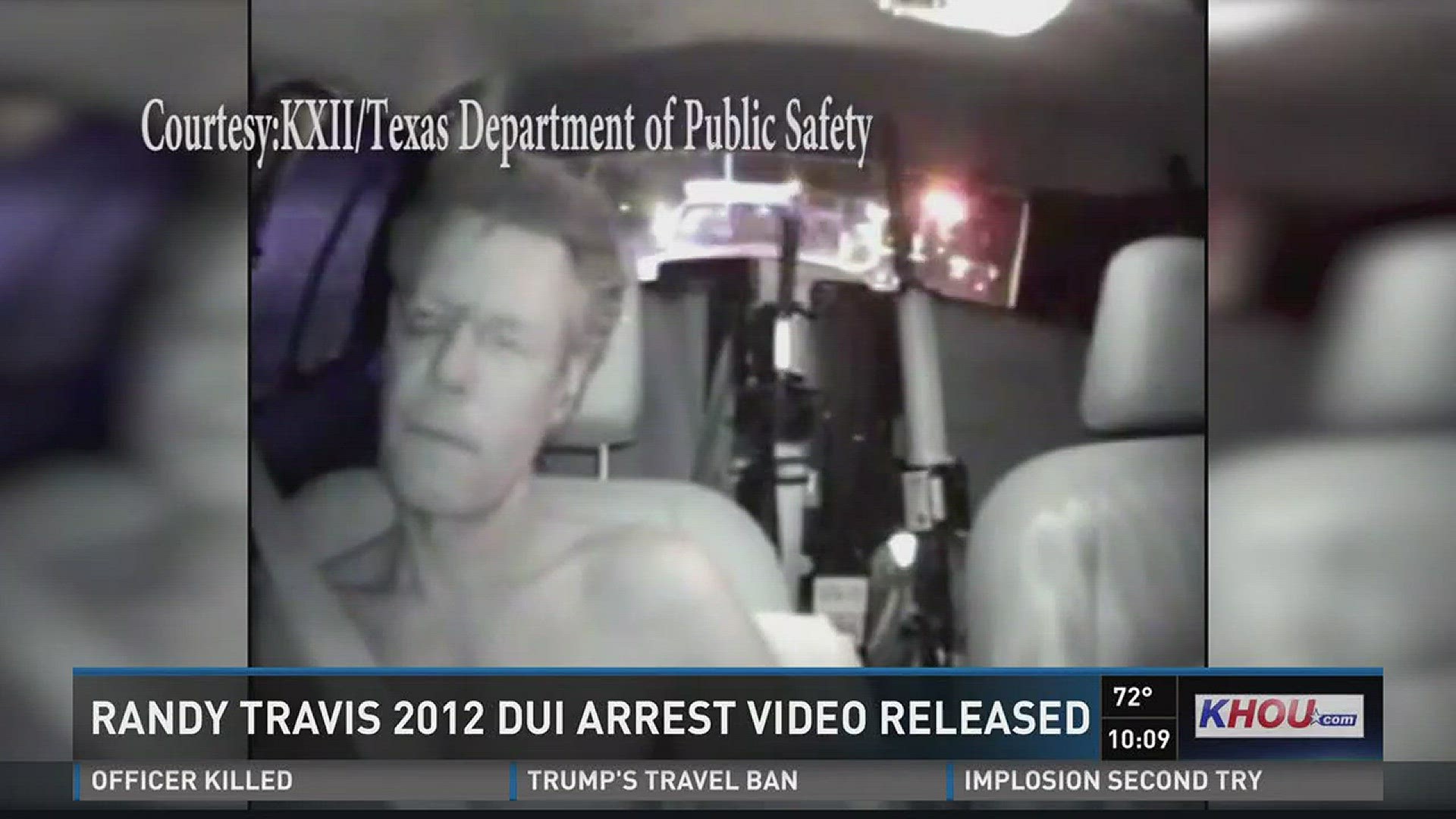 Texas DPS on Monday released dashcam video of country music superstar Randy Travis' arrest for driving while intoxicated in August 2012.