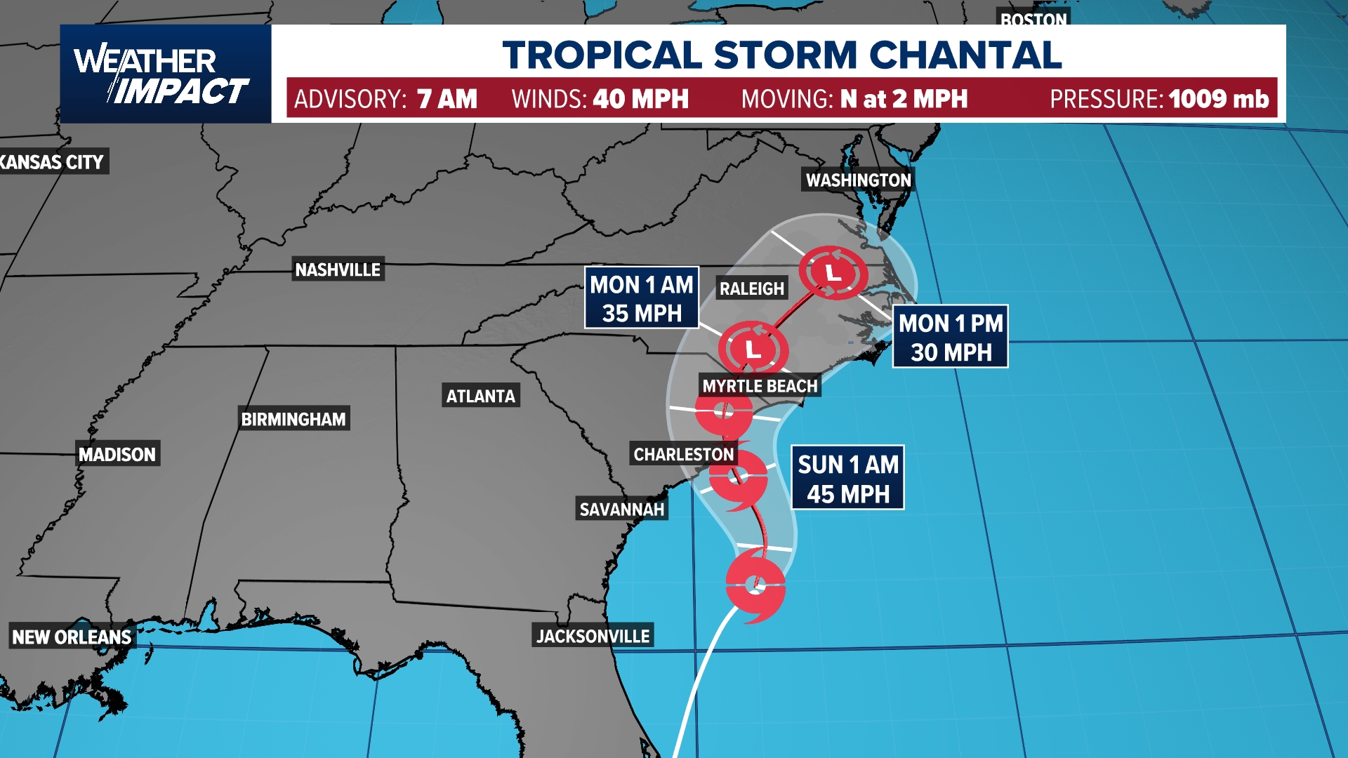 Tropical Storm Chantal Satellite View