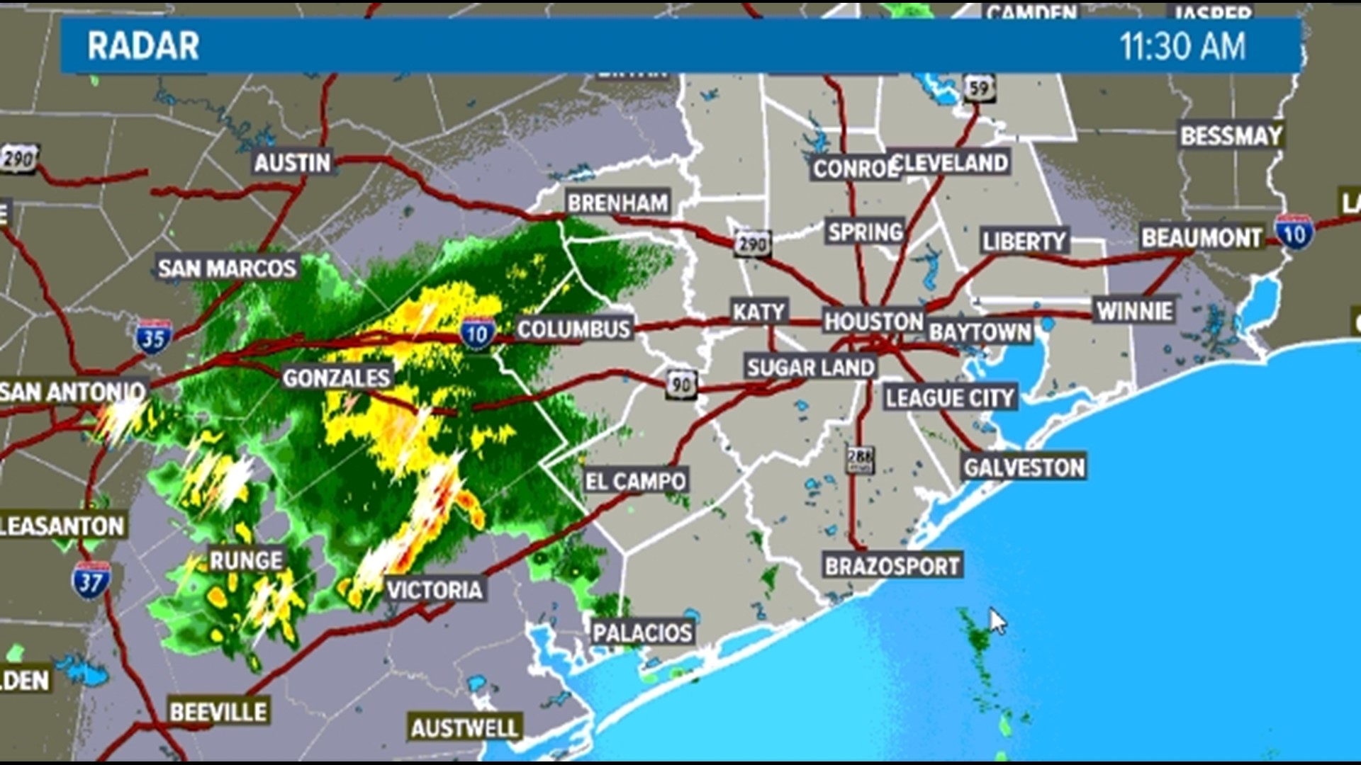 Live Radar Storms showers moving into Southeast Texas khou