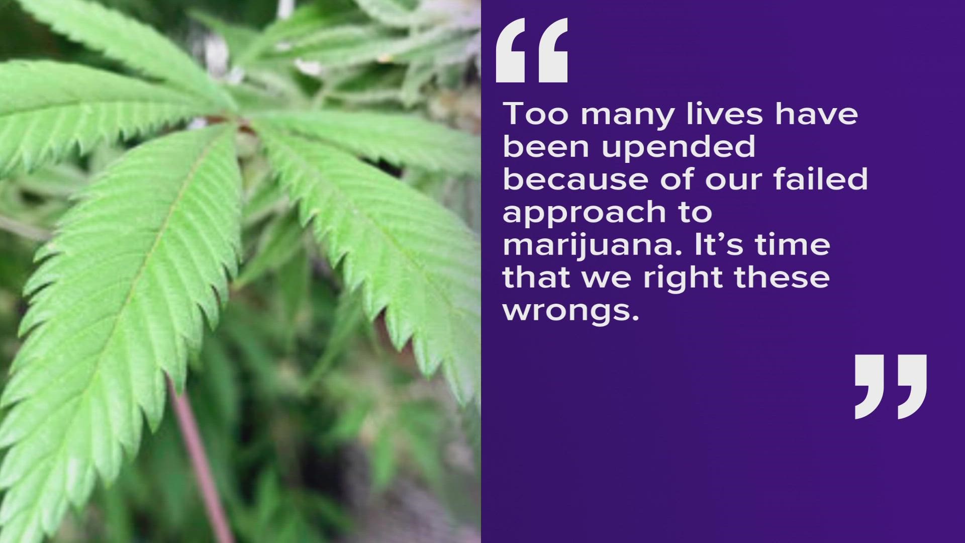 The president said "too many lives have been upended because of our failed approach to marijuana. It's time we right these wrongs."