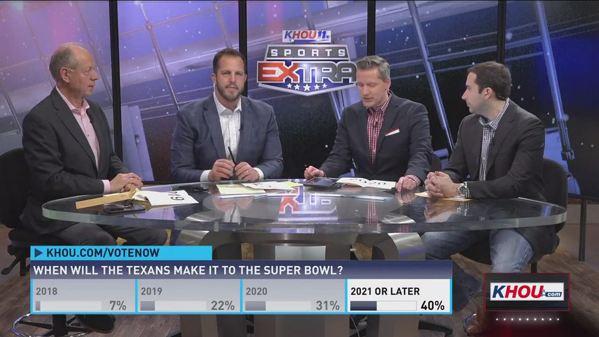 The SportsExtra team debates which year the Texans could finally make it to the big game.