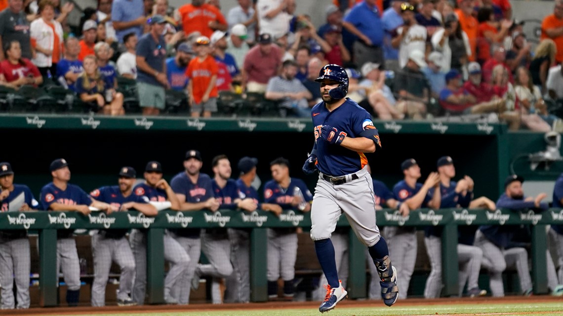 Astros hit 5 homers in 13-6 win over Rangers
