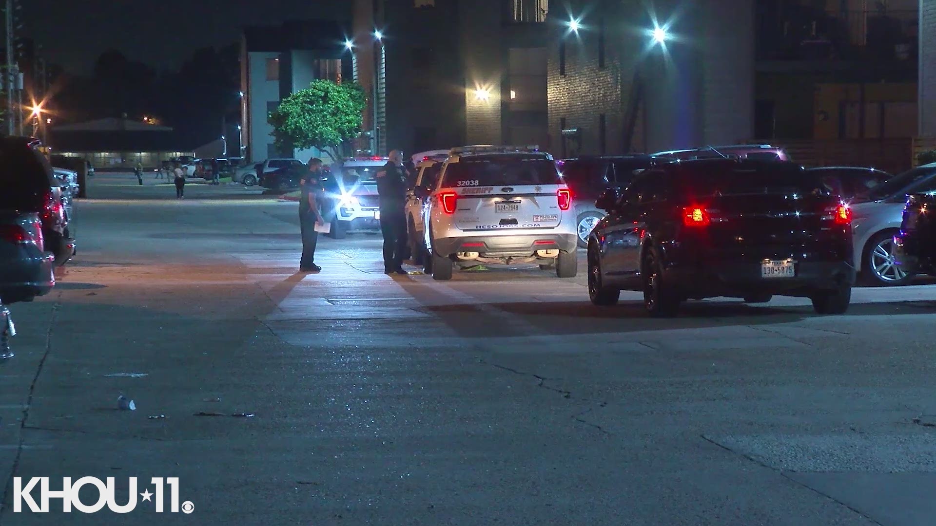 Deputies are looking for the suspect who shot his own family member at an apartment complex in north Harris County.