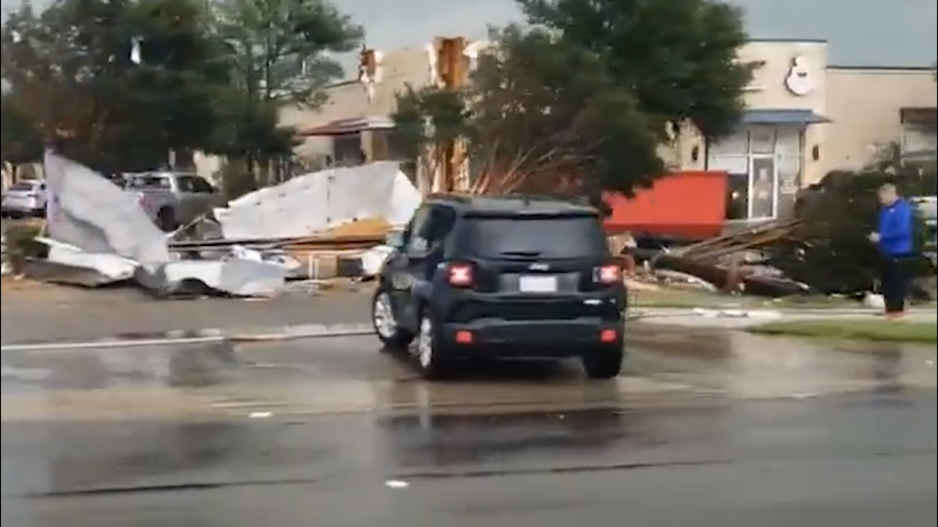 Video show by @jagsjackett shows damage in Belton, Texas following severe weather that moved through Thursday.