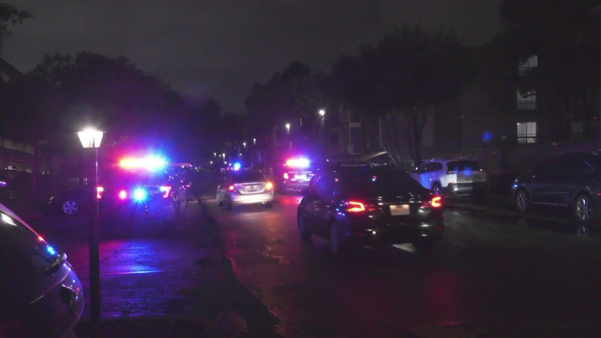 Houston police said a woman was detained after shooting a man several times Thursday night at their apartment in the Galleria area.