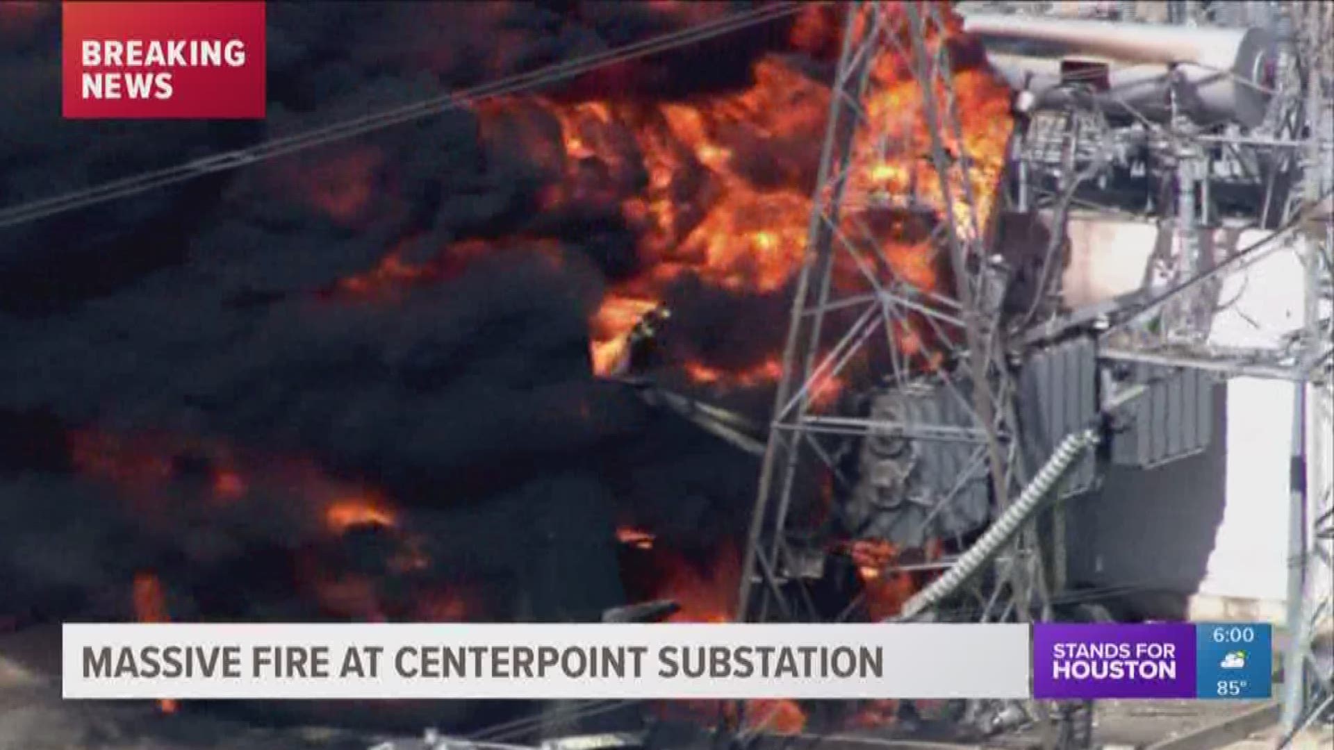 CenterPoint confirms a transformer caught fire at their Texas City substation on Tuesday, sending thick black smoke into the air.