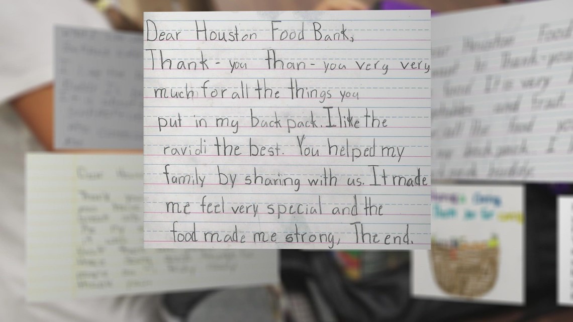 Thank you notes from kids in the Houston Food Bank's  Backpack Buddy program will make your heart smile