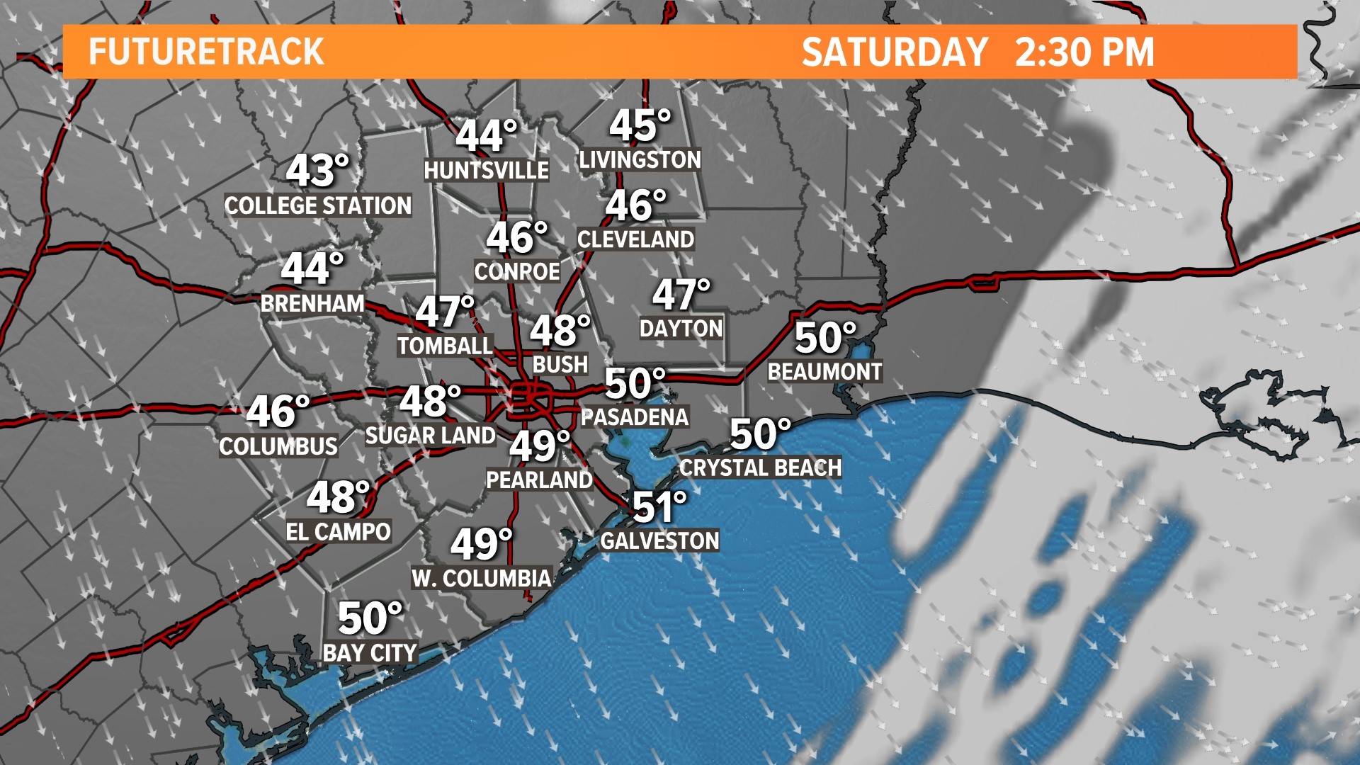 Cold front coming to Houston Saturday, January 15