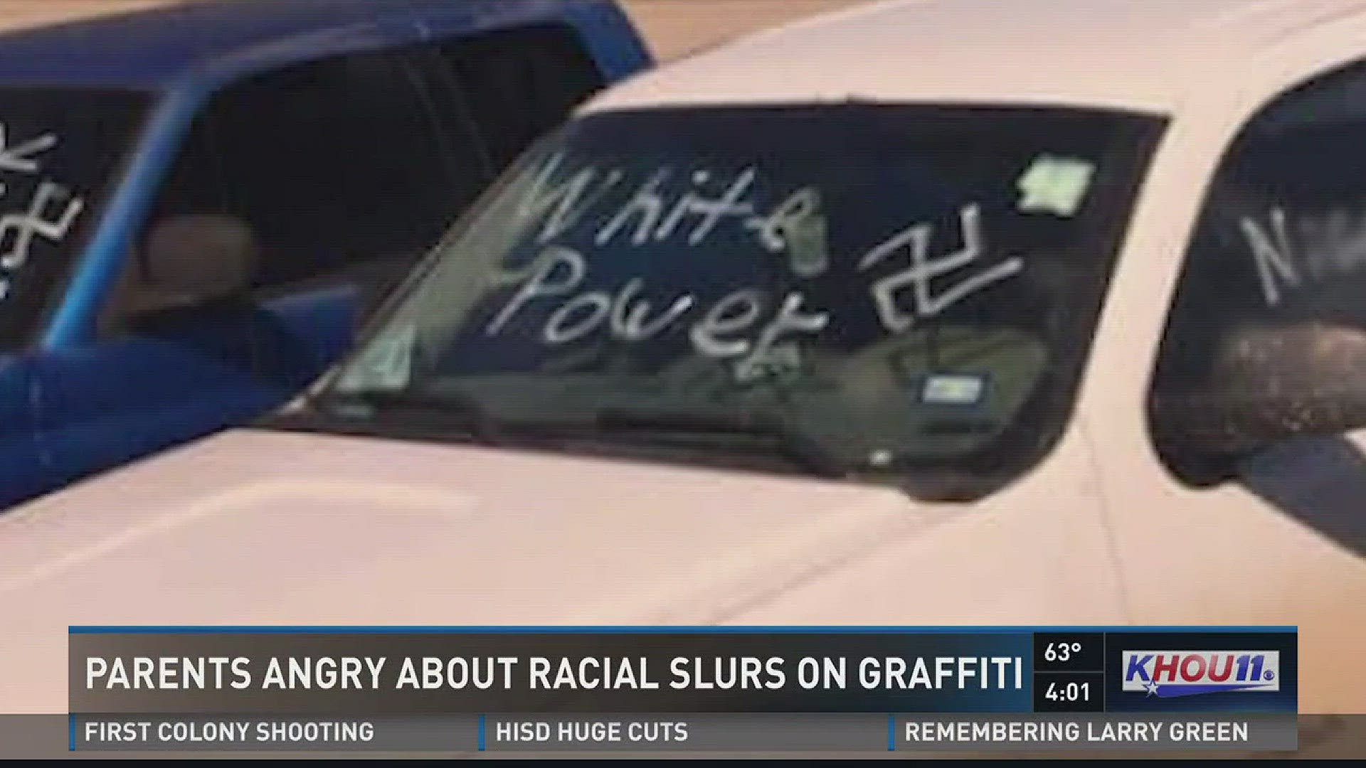 Parents of students at Angleton High School are angry over cars vandalized, spray-painted with racial slurs.