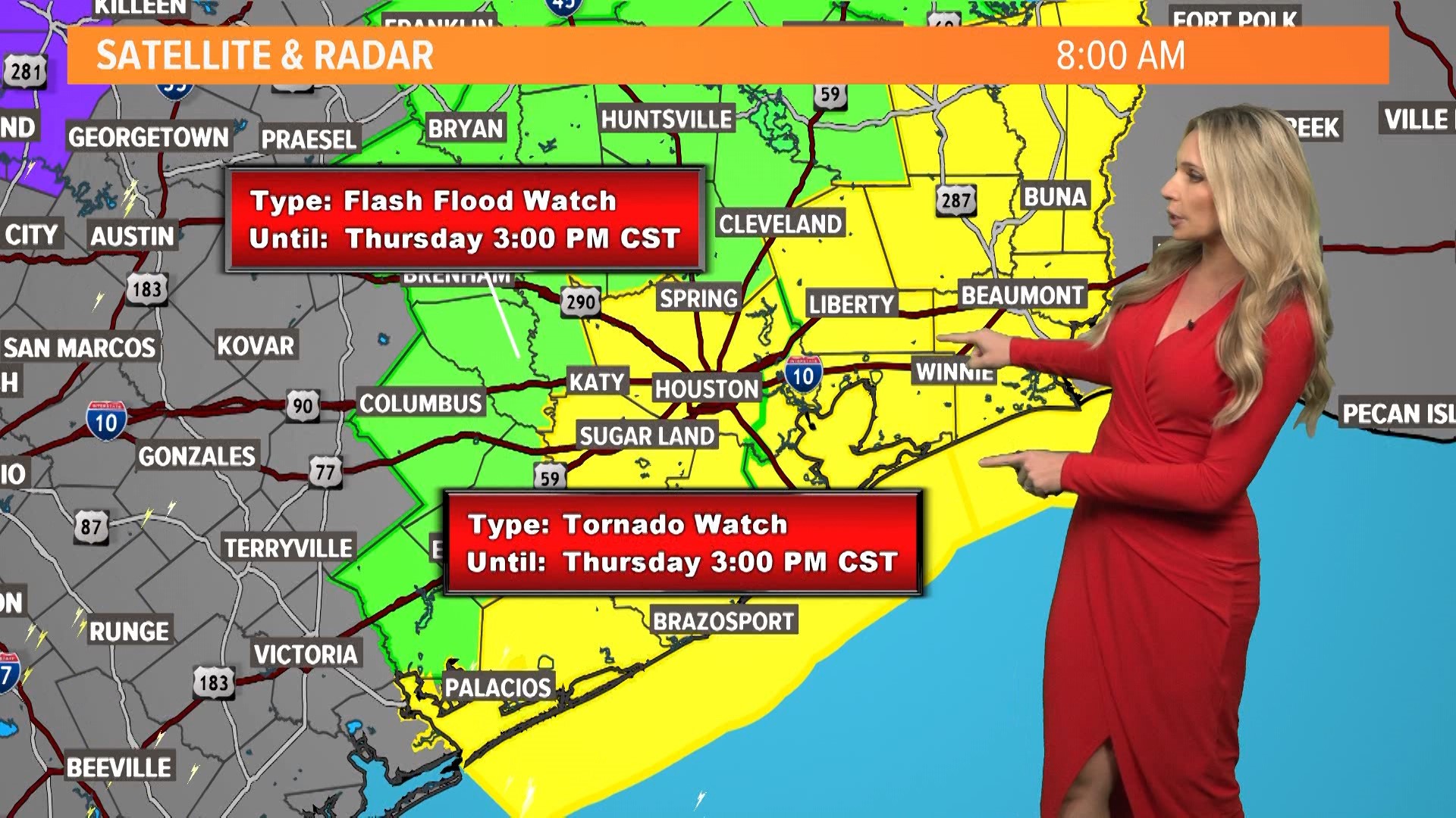 Houston Forecast Tornado Watch Flash Flood Watch As Cold Front Sweeps Through Khou Com