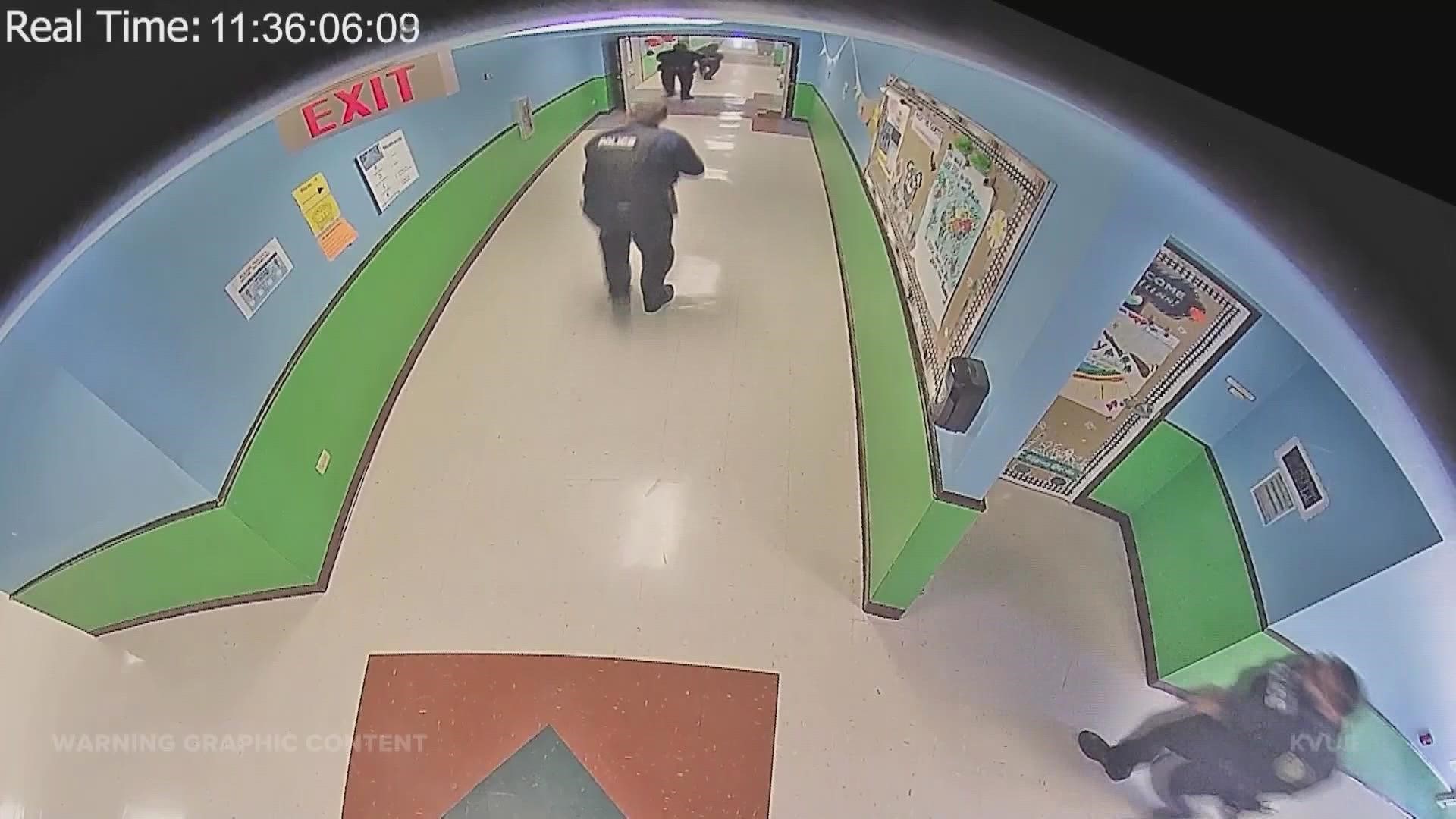 The video, obtained by KVUE and the Austin American-Statesman, shows police response after a gunman entered Robb Elementary in Uvalde.