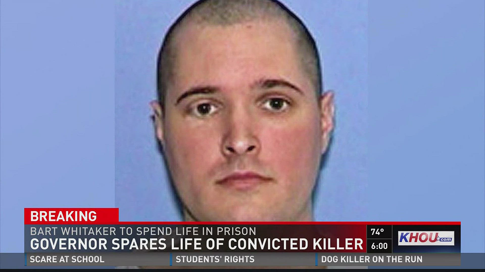 Gov. Greg Abbott commuted the death sentence of Bart Whitaker late Thursday.
