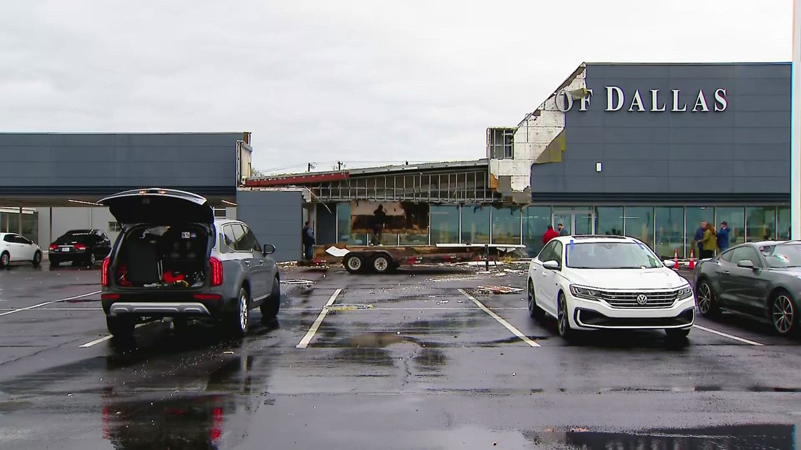Dallasarea storm video Irving car dealership damaged in Thursday's