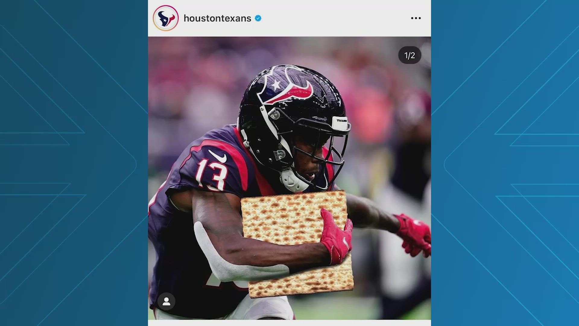 Some believe the Houston Texans fumbled by posting photo-shopped images of two players holding Matzah bread instead of footballs to the team's social media.