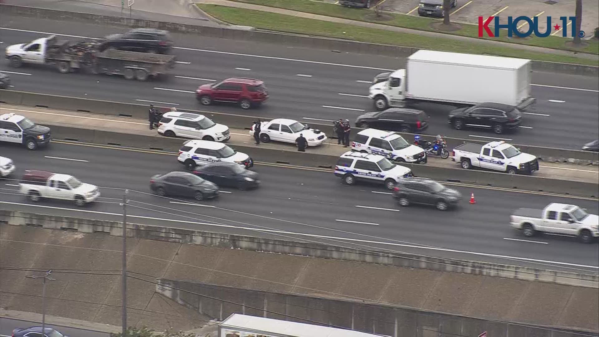 The suspected shoplifter was struck in the North Freeway HOV lane just outside of the 610 Loop.
