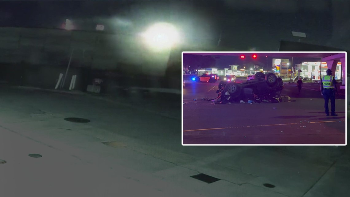 1 killed, 4 kids hurt when car flies off I45 in La Marque, Texas